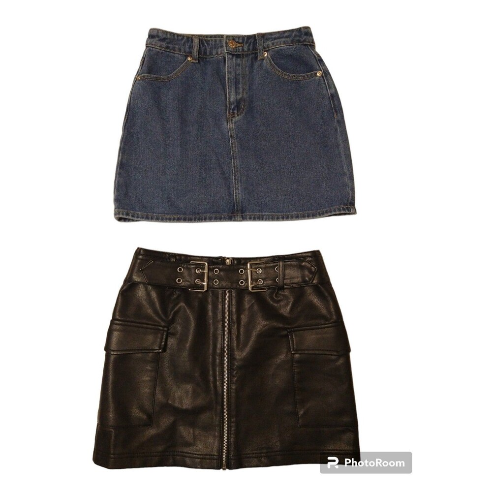 Fashion nova mini black/forever 21 denim skirts small y2k